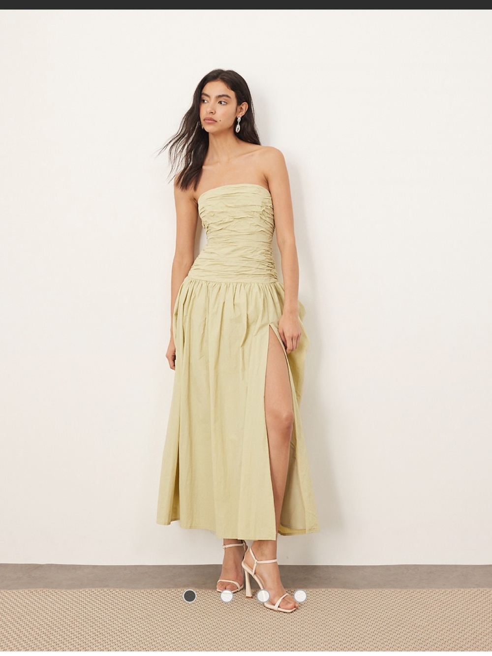 Arrange square cut bandeau midi dress in light olive